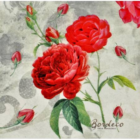 Serwetka decoupage firmy NOUVEAU róża czerwona 33x33cm